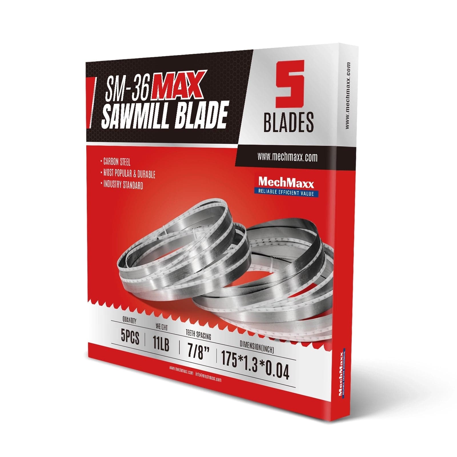 ( 1 Pack / 5 Blades ) SM-36MAX Hardwood Sawmill Blades (SKU: 150168MAX; 150168HMAX)