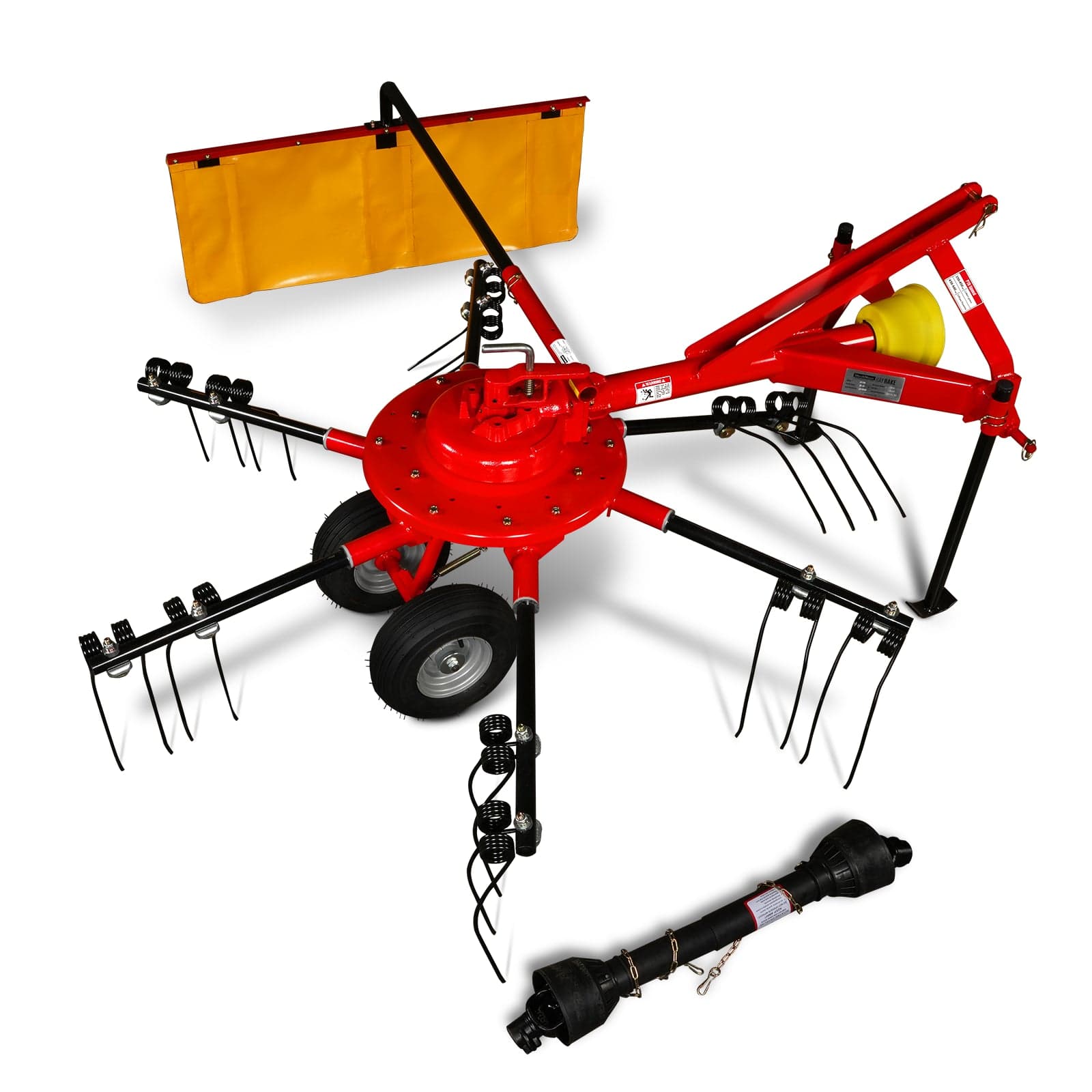 100” 3-Point Hitch 6 Rotary Pull-Type Hay Rake Tedder, 15-50Hp, HT100