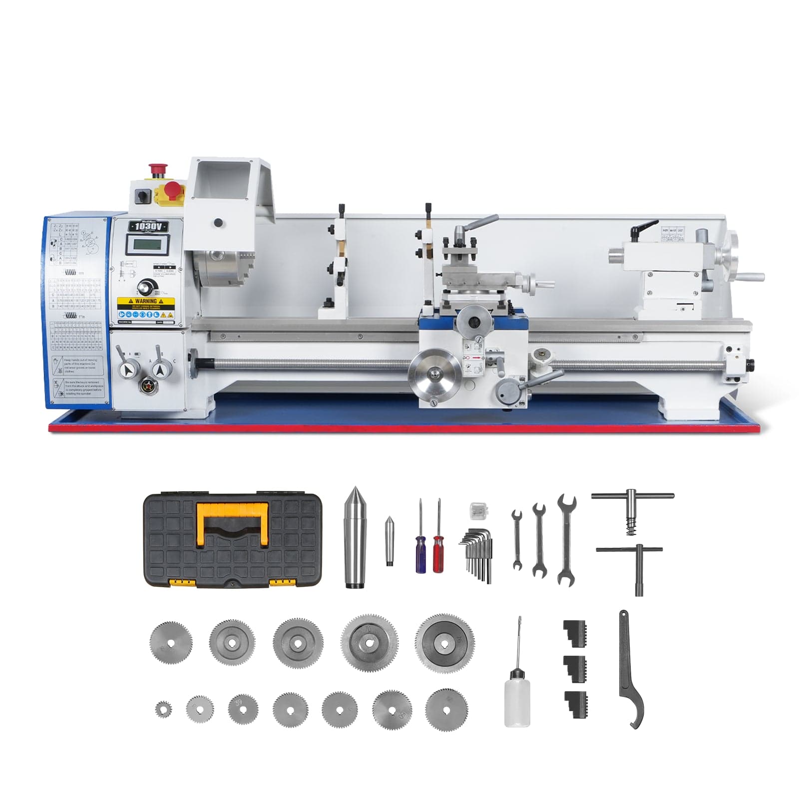 1.5‘’ Spindle Bore Metal Lathe Machine 10'' x 30'' High Precision Brushless Motor Benchtop 0-2000 RPM Variable Speed Metal Working Machine 1.5HP...