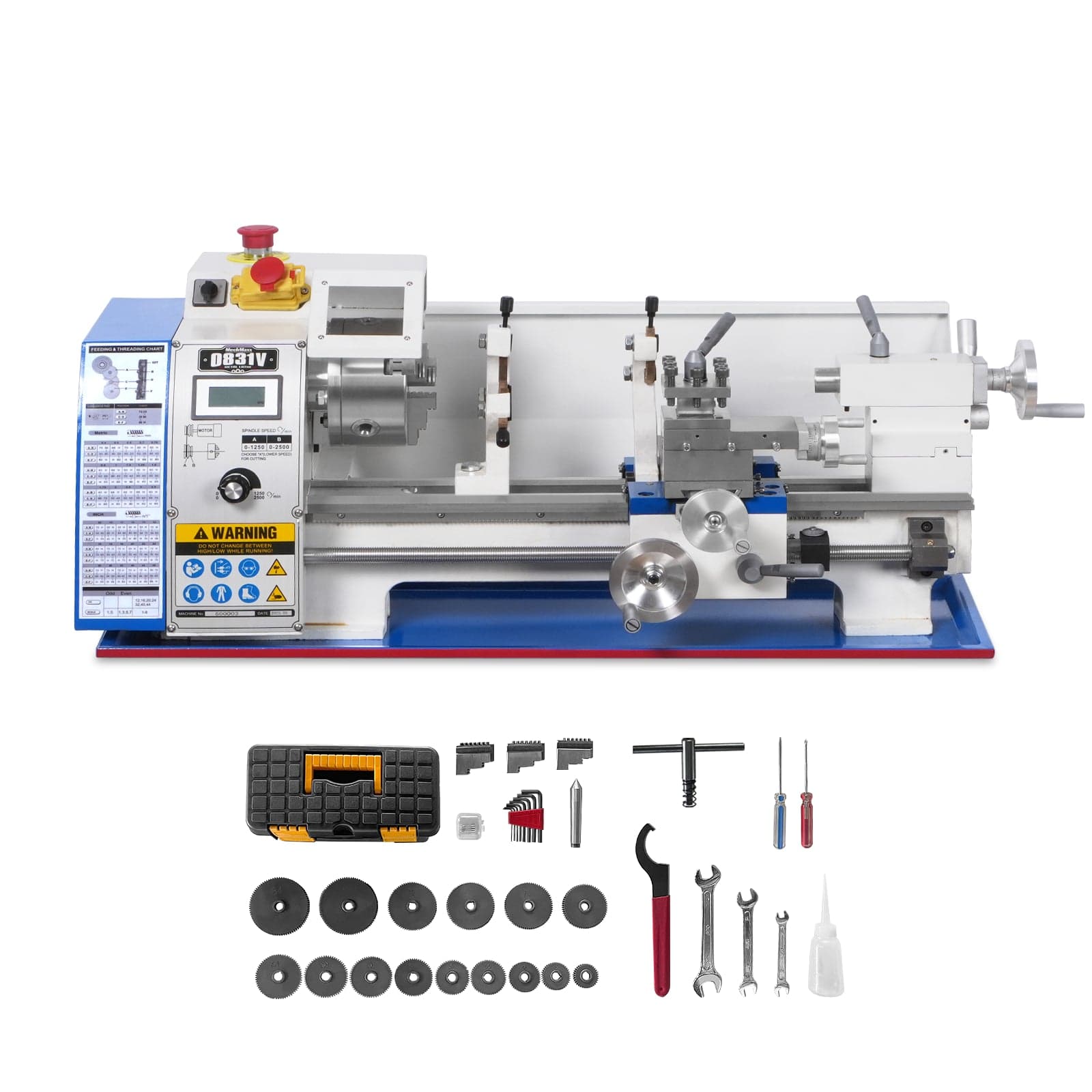 1.5‘’ Spindle Bore Metal Lathe Machine 8'' x 16'' High Precision Brushless Motor Mini 1.5HP Benchtop 0-2500 RPM Variable Speed Metal Working...