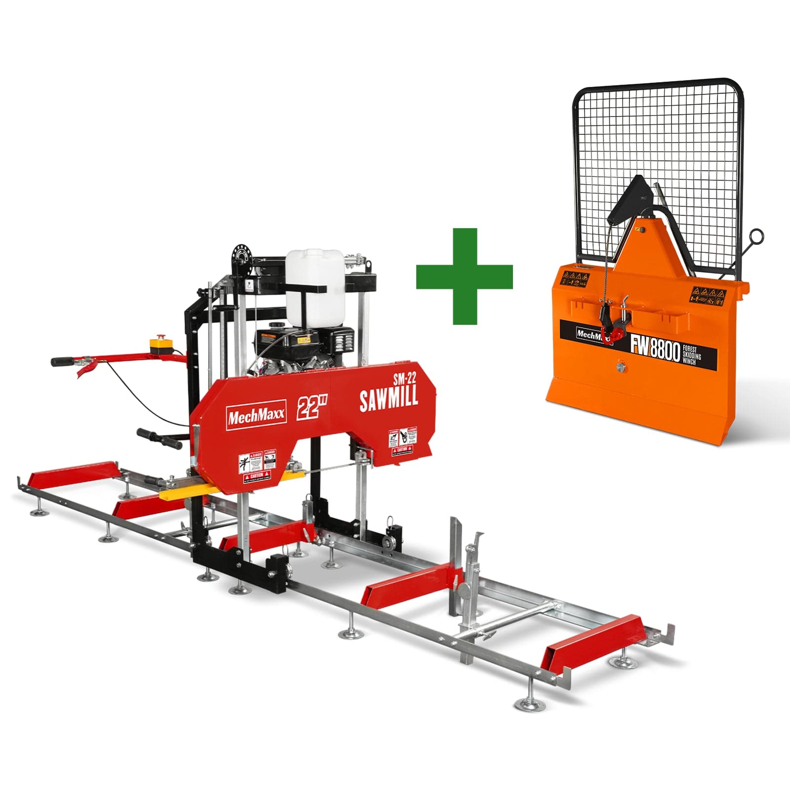 22" Portable Sawmill & Forestry Log Skidding Winch Combo,SM22 & FW8800