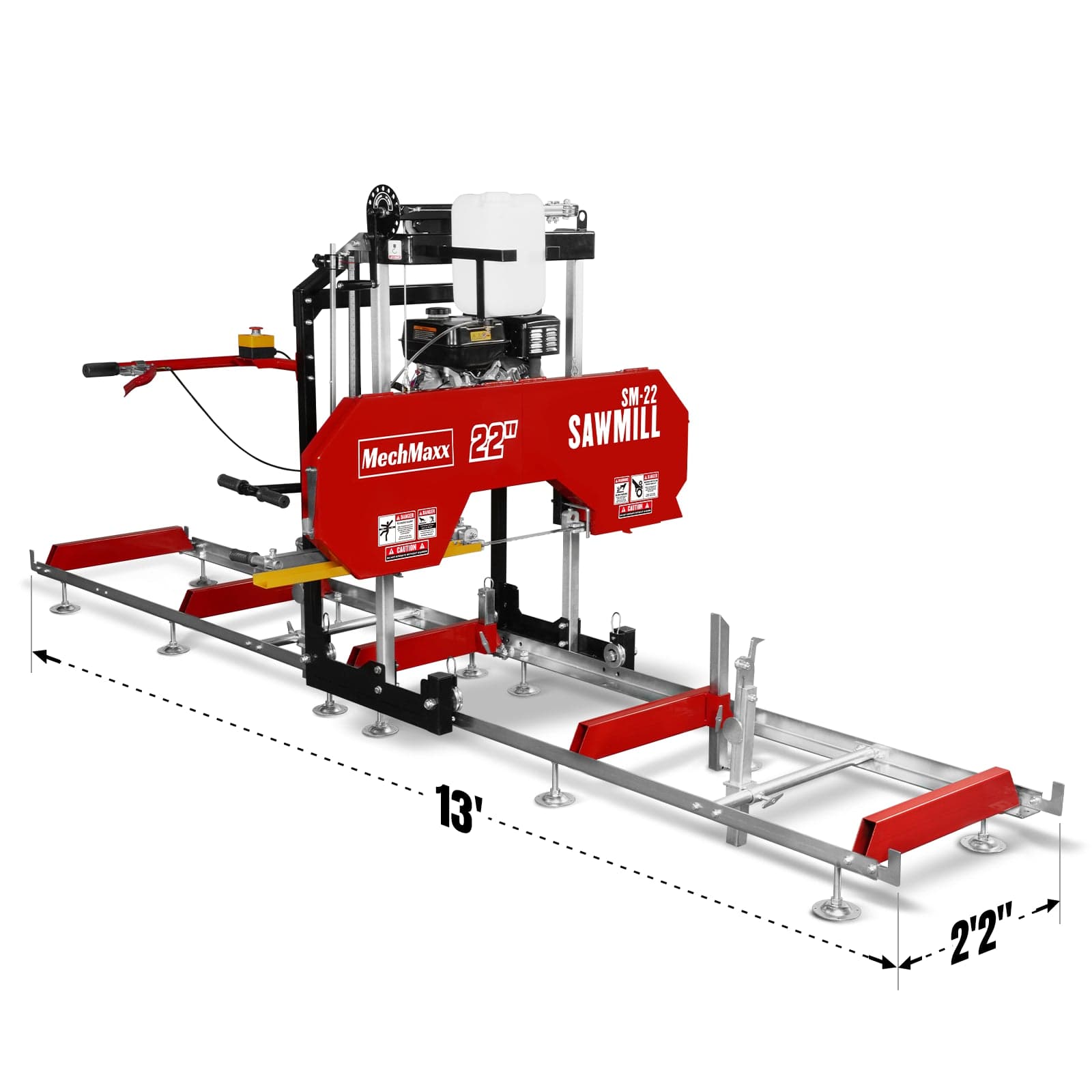 22" Portable Sawmill, KOHLER 9.5hp 277cc Gasoline Engine, 18" Board Width, 13' Track Length , SM-22