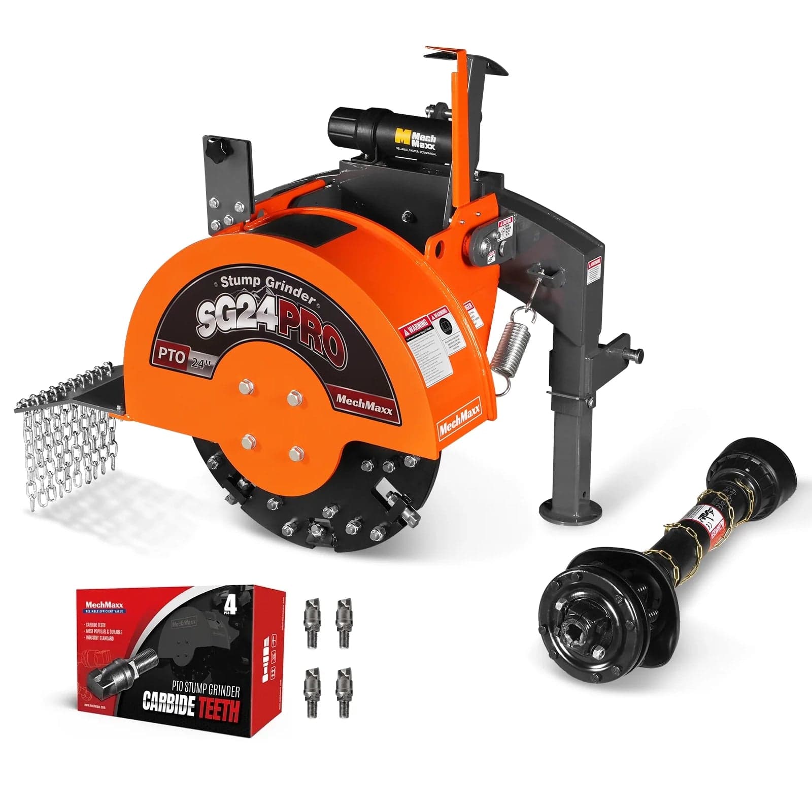 3-Point PTO Stump Grinder with 34 Carbide Teeth (PTO Shaft Included with Slip Clutch), for 15-45HP Tractor, SG24PRO