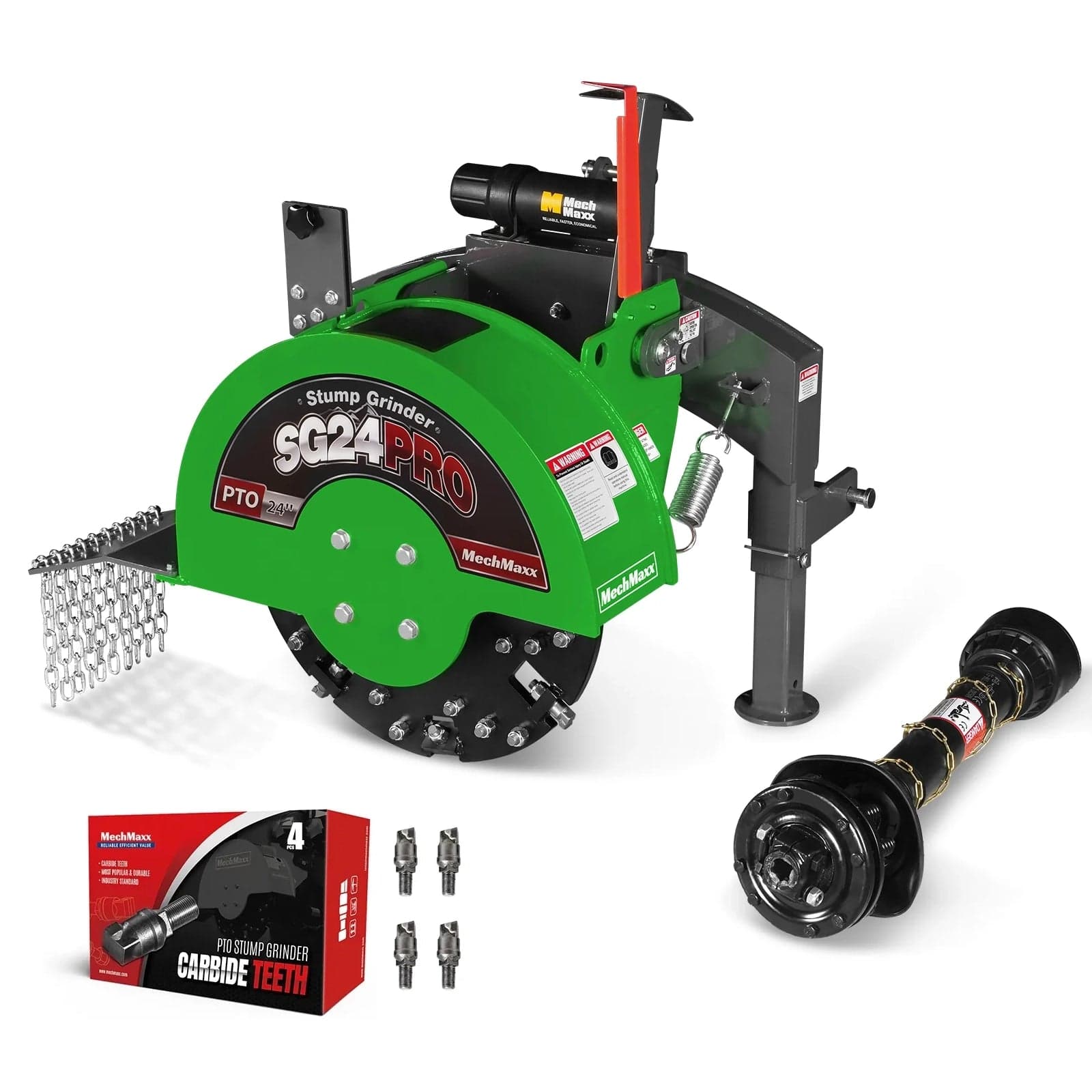 3-Point PTO Stump Grinder with 34 Carbide Teeth (PTO Shaft Included with Slip Clutch), for 15-45HP Tractor, SG24PRO