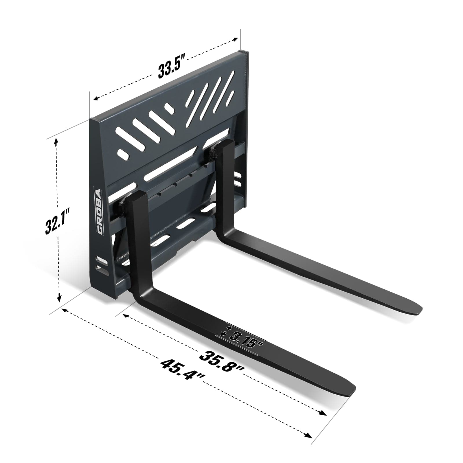 36'' Mini Skid Steer Pallet Fork Frame Attachment, 2204 lb Weight Capacity