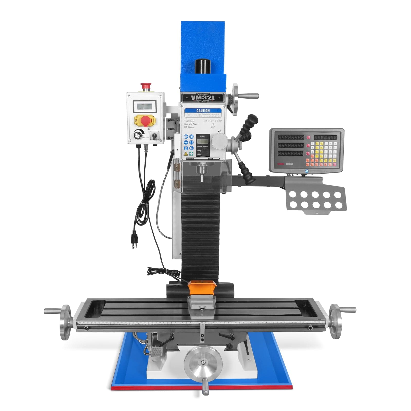 8-1/4"x33'' Industrial Benchtop Mill Drill Machine with DRO, Variable Speed, Brushless Motor, R8 Spindle, 2 HP, 110V, Compact Milling Drilling Tool...