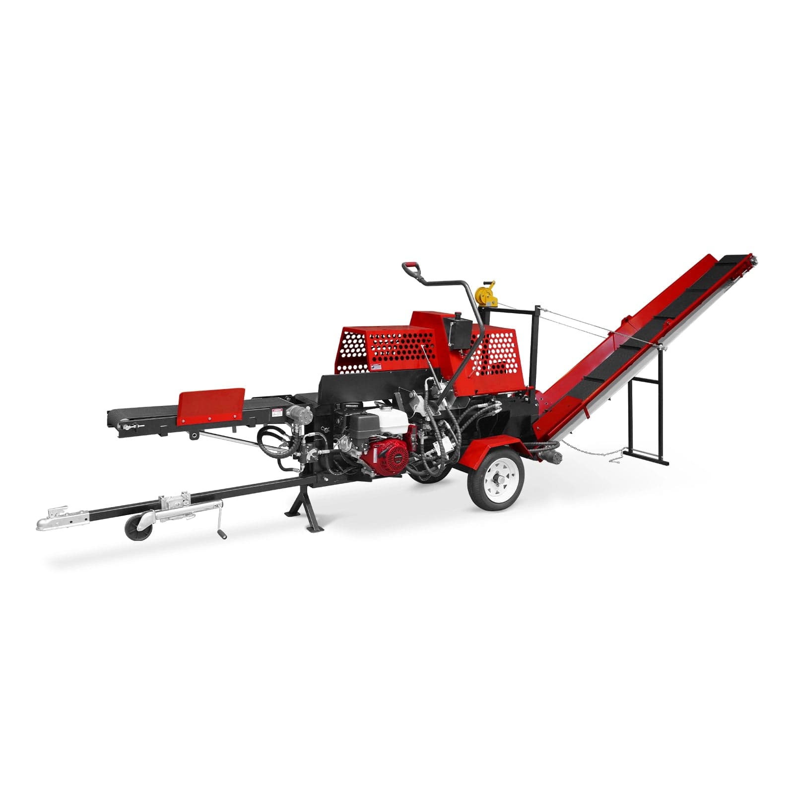 Honda GX390 Engine Firewood Log Splitter Processor with Conveyor, 20ton Splitting Force 24" x 15" Log Capacity, 18" STIHL Chainsaw, HLS20