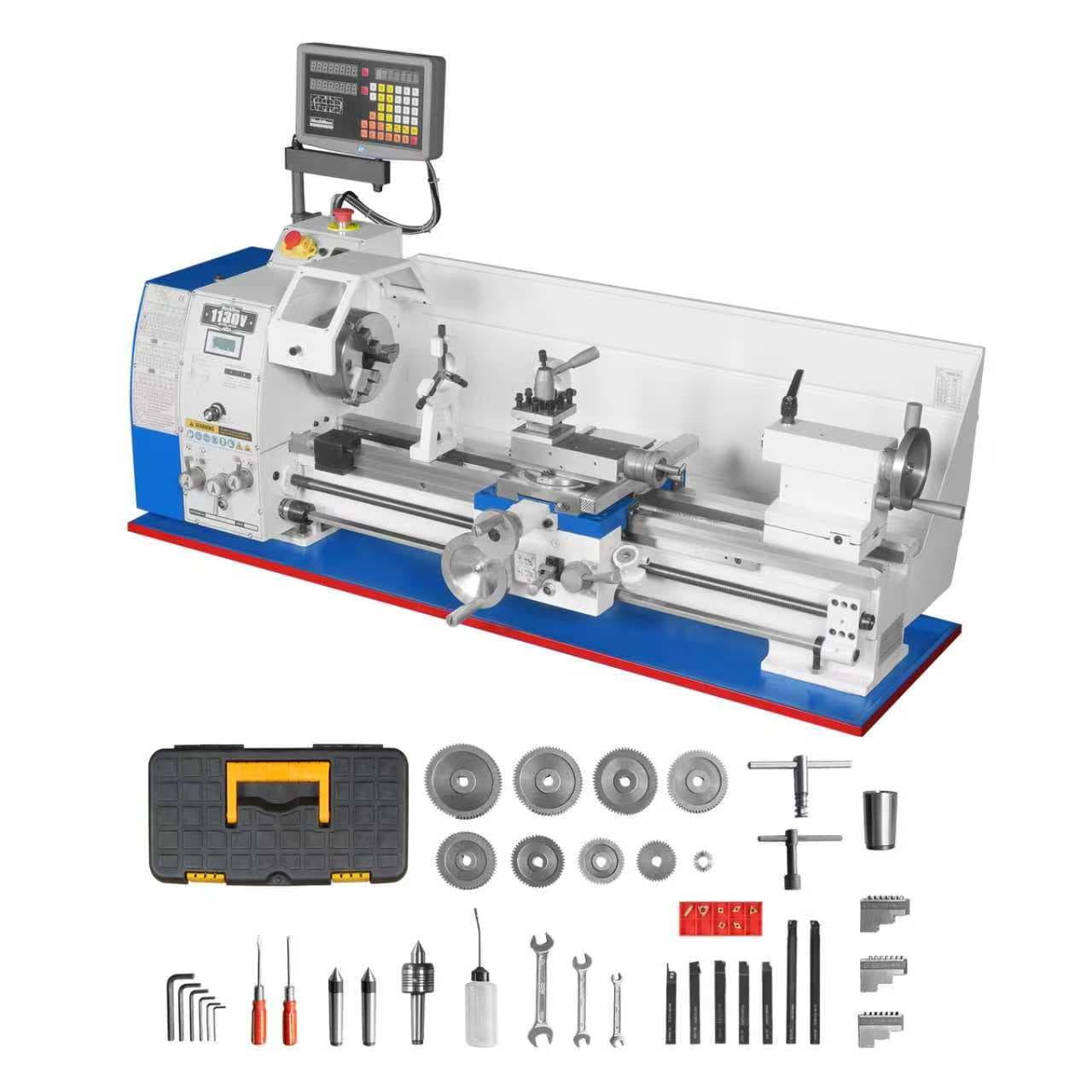 Metal Lathe Machine with DRO 11'' x 30'' High Precision Benchtop 0-2000 RPM Brushless Motor Variable Speed Metal Working Machine 2HP Small Lathe...